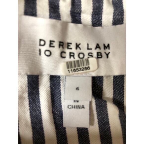 Derek Lam 10 Crosby Striped Blazer Single Breasted Cotton Jacket Blue & White 6 - Picture 9 of 12
